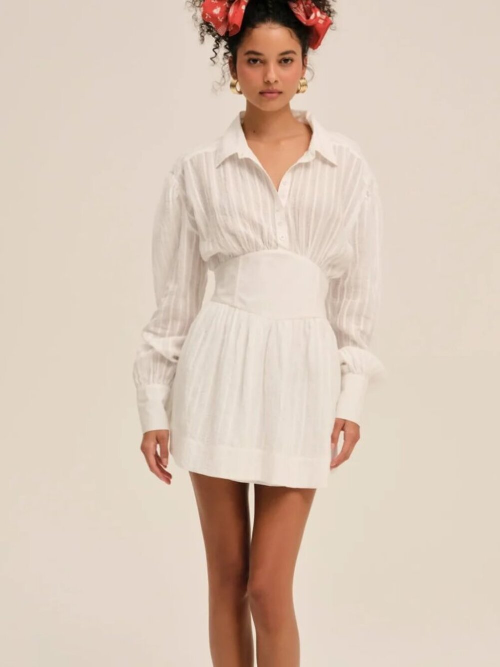 new FOR LOVE AND LEMONS charlie menswear poplin laceup mini dress xs